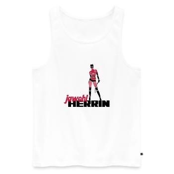 jawohl herrin - Männer Premium Bio Tank Top - Weiß - Vorne - AI Model Male 178 light (178cm)