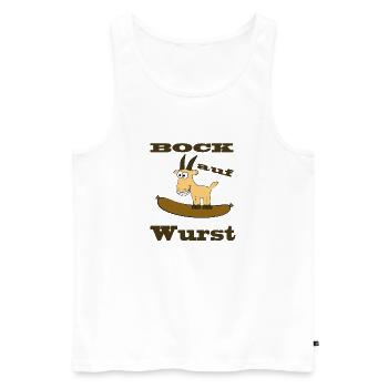 Comic Bock - Bock auf Wurst - Männer Premium Bio Tank Top - Weiß - Vorne - AI Model Male 178 light (178cm)
