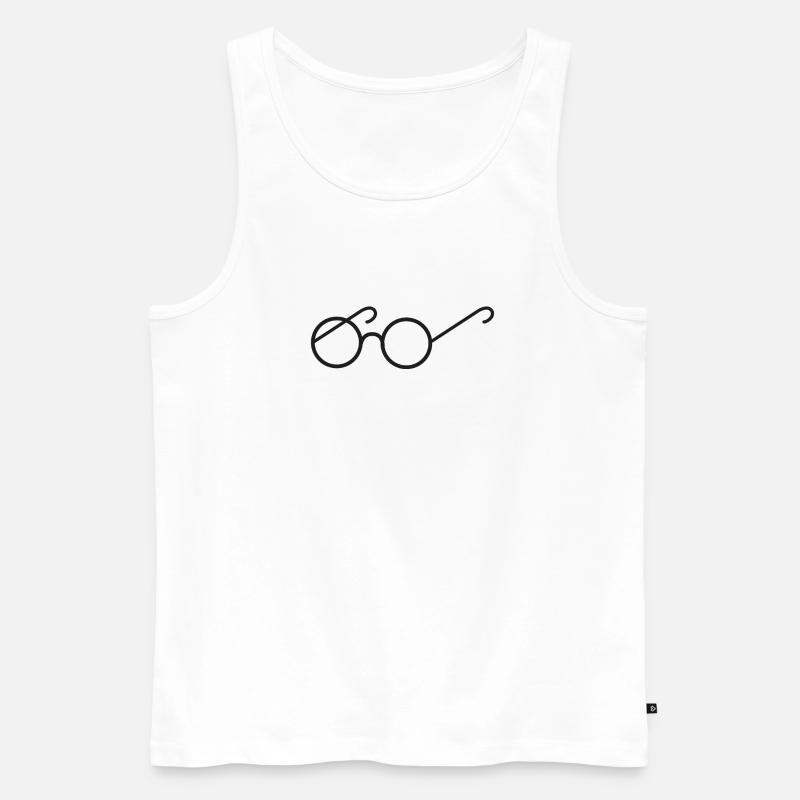einzelne runde Lesebrille - Männer Premium Bio Tank Top - Weiß