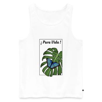 Pura Vida - Schmetterling (schwarzer Rahmen) - Männer Premium Bio Tank Top - Weiß - Vorne - AI Model Male 178 light (178cm)