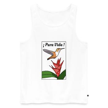 Pura Vida - Kolibri (schwarzer Rahmen) - Männer Premium Bio Tank Top - Weiß - Vorne - AI Model Male 178 light (178cm)
