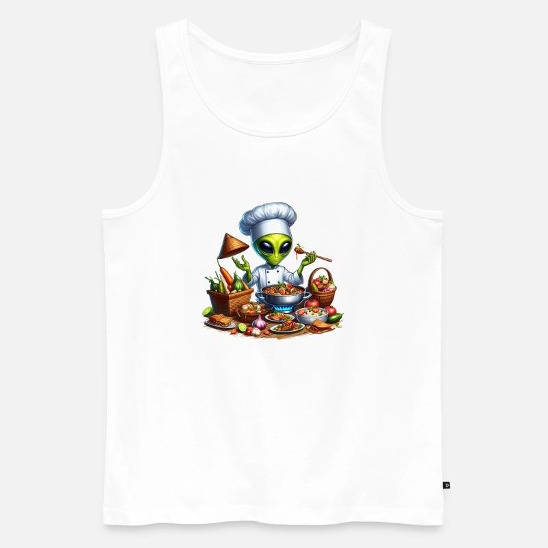 Alien am Kochen - Männer Premium Bio Tank Top - Weiß
