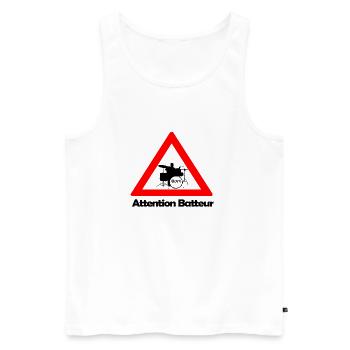 Warning drummer - Men's Premium Organic Tank Top - white - Front - AI Model Male 178 light (178cm)
