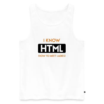 Développeur web HTML développeur développeur CSS - Débardeur bio Premium Homme - blanc - Devant - Michal (187cm)