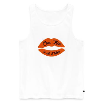 One kiss is all it takes song Kussmund lipstick - Men's Premium Organic Tank Top - white - Front - Michal (187cm)
