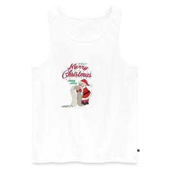 Père Noël père Noël Noël Santa - Débardeur bio Premium Homme - blanc - Devant - Michal (187cm)