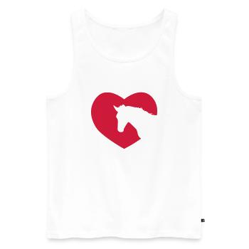 PFERD LIEBE MIT HERZ Geschenk - Männer Premium Bio Tank Top - Weiß - Vorne - Michal (187cm)