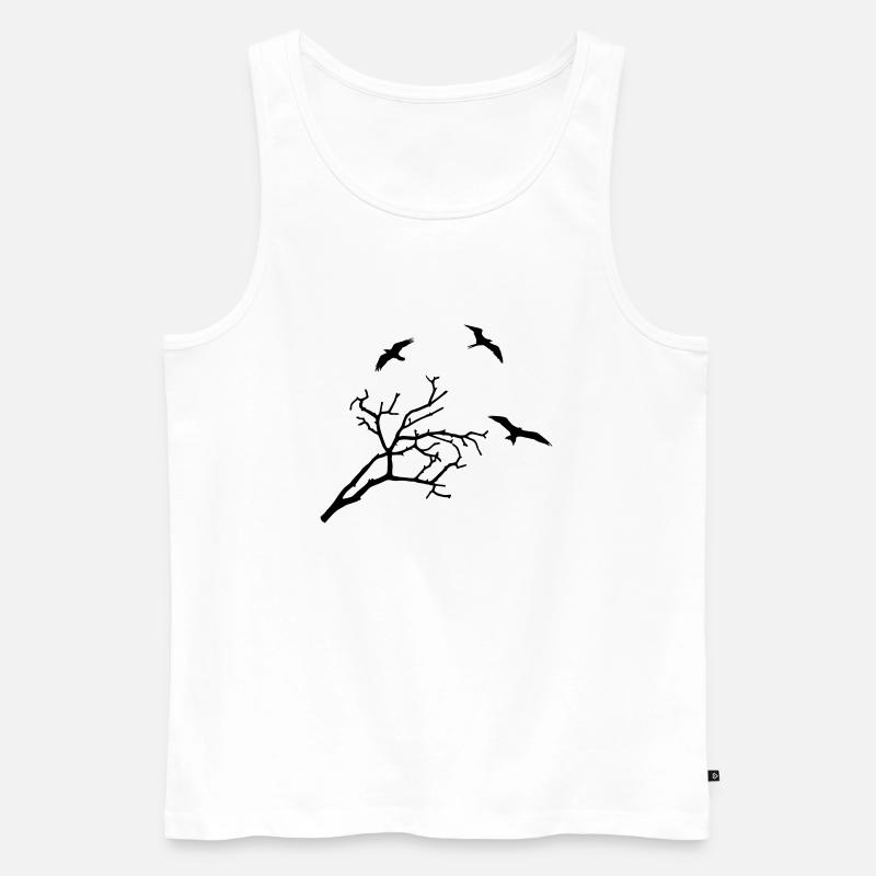 Vögel und Baum - Männer Premium Bio Tank Top - Weiß