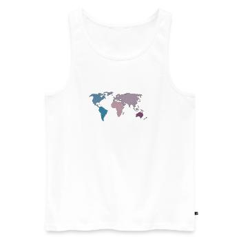 Voyage sur la carte du monde - Débardeur bio Premium Homme - blanc - Devant - AI Model Male 178 light (178cm)