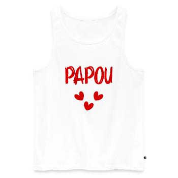 PAPA. FÊTE DES PÈRES. BONNE FÊTE PAPA. BONNE FÊTE - Débardeur bio Premium Homme - blanc - Devant - Michal (187cm)