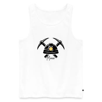 MINER Mining blockchain crypro Bit coins money - Men's Premium Organic Tank Top - white - Front - AI Model Male 178 light (178cm)