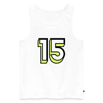 15. 15 YEARS. 15th ANNIVERSARY. BIRTHDAY 15 YEARS. - Men's Premium Organic Tank Top - white - Front - AI Model Male 178 light (178cm)