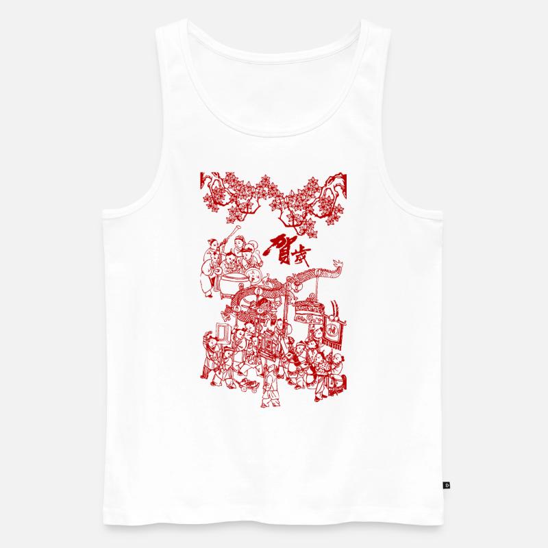 Folklore Chinesische Grafik - Männer Premium Bio Tank Top - Weiß