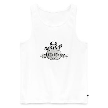 Vache regards - Débardeur bio Premium Homme - blanc - Devant - Michal (187cm)