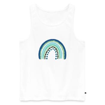 Bleu Arc-en-ciel vert avec des points - Débardeur bio Premium Homme - blanc - Devant - AI Model Male 178 light (178cm)