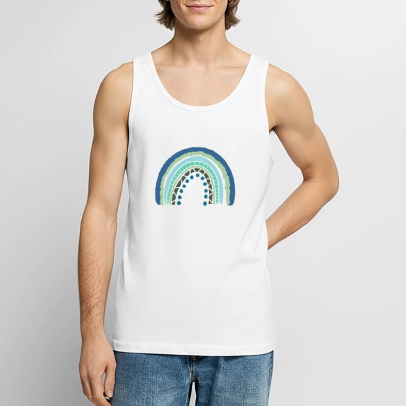 Bleu Arc-en-ciel vert avec des points Débardeur bio Premium Homme