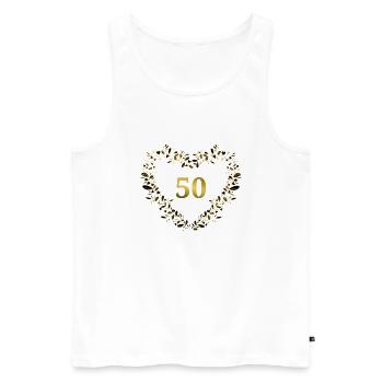 50e anniversaire, anniversaire ou anniversaire - coeur - Débardeur bio Premium Homme - blanc - Devant - Michal (187cm)