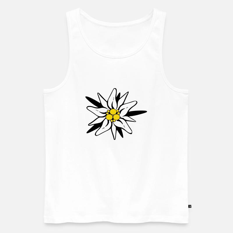Edelweiss Blume Schwarz gelb - Männer Premium Bio Tank Top - Weiß