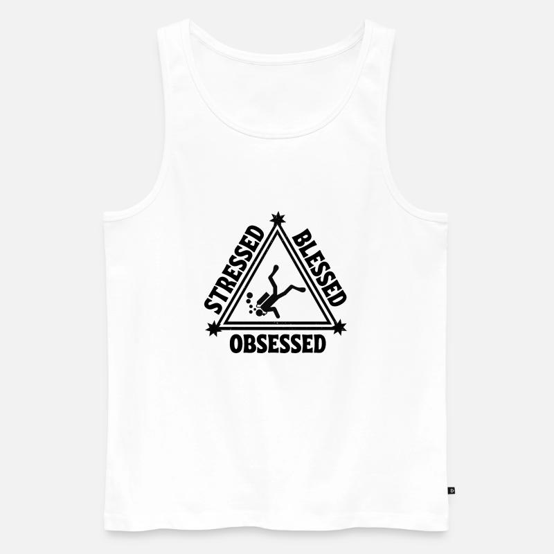 Tauchen: Gestresst. Selig. Besessen. - Männer Premium Bio Tank Top - Weiß