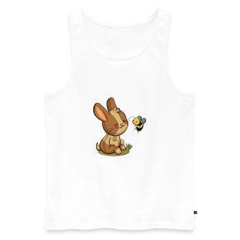 Rabbit and Bee - Men's Premium Organic Tank Top - white - Front - AI Model Male 178 light (178cm)