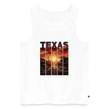 Texas Motif Old Western Town coucher de soleil - Débardeur bio Premium Homme - blanc - Devant - Michal (187cm)