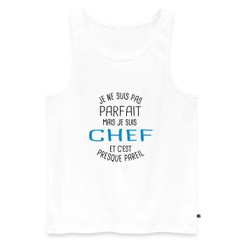 Pas parfait mais chef - Débardeur bio Premium Homme - blanc - Devant - Michal (187cm)