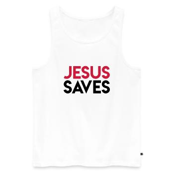 Jesus Saves - Débardeur bio Premium Homme - blanc - Devant - AI Model Male 178 light (178cm)