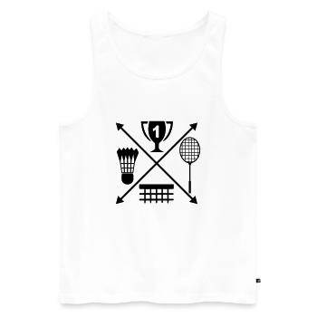 badminton - Débardeur bio Premium Homme - blanc - Devant - AI Model Male 178 light (178cm)