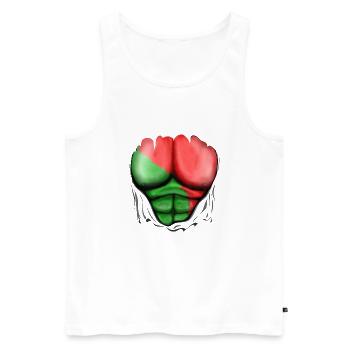 Portugal Flag Ripped Muscles, six pack, chest - Men's Premium Organic Tank Top - white - Front - AI Model Male 178 light (178cm)