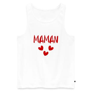 FÊTE DES MÈRES. BONNE FÊTE MAMAN. MAMAN. FÊTE - Débardeur bio Premium Homme - blanc - Devant - Michal (187cm)