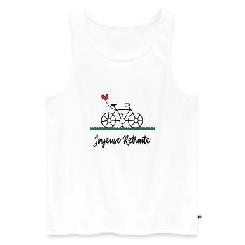 RETRAITE. BONNE RETRAITE. JOYEUSE RETRAITE. VELO - Débardeur bio Premium Homme - blanc - Devant - Michal (187cm)