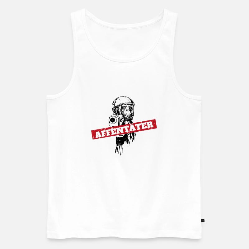 Affe mit Waffe und zielt - Männer Premium Bio Tank Top - Weiß