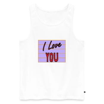 JUST MARRIED. EVJF. SAINT VALENTIN. COUPLE. LOVE - Débardeur bio Premium Homme - blanc - Devant - Michal (187cm)