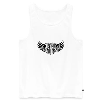 Drinking Team Logo - Männer Premium Bio Tank Top - Weiß - Vorne - AI Model Male 178 light (178cm)