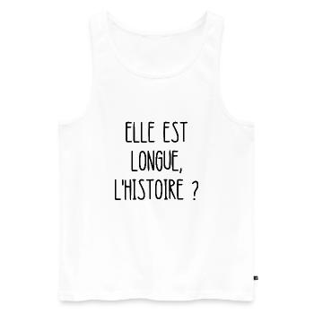 elle est longue l'histoire - Débardeur bio Premium Homme - blanc - Devant - Michal (187cm)