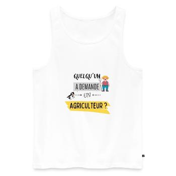 Quelqu'un a demandé un agriculteur ? - Débardeur bio Premium Homme - blanc - Devant - Michal (187cm)