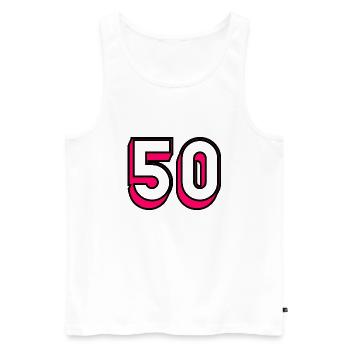 50 YEARS. 50th ANNIVERSARY. BIRTHDAY 50 YEARS. 50 - Men's Premium Organic Tank Top - white - Front - Michal (187cm)