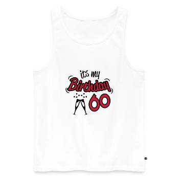 birthday_60 - Débardeur bio Premium Homme - blanc - Devant - AI Model Male 178 light (178cm)