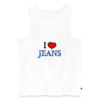 I love jeans heart jeans jeans wear vêtements - Débardeur bio Premium Homme - blanc - Devant - Michal (187cm)