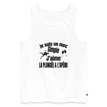 plongée et apéro - Débardeur bio Premium Homme - blanc - Devant - Michal (187cm)
