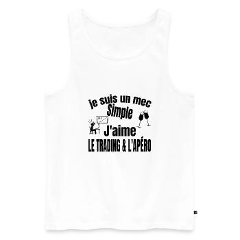 trading et apéro - Débardeur bio Premium Homme - blanc - Devant - Michal (187cm)
