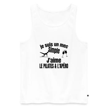 pilates et apéro - Débardeur bio Premium Homme - blanc - Devant - Michal (187cm)