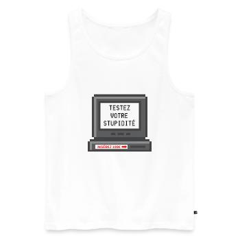 testez votre stupidité - Débardeur bio Premium Homme - blanc - Devant - Michal (187cm)