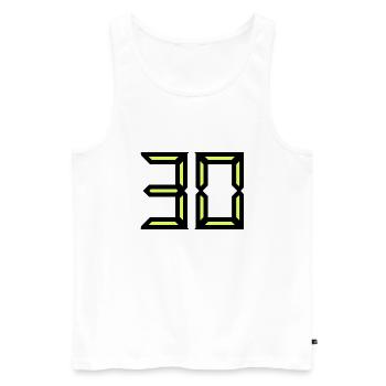 30. 30 YEARS. 30TH ANNIVERSARY. BIRTHDAY 30 YEARS. - Men's Premium Organic Tank Top - white - Front - AI Model Male 178 light (178cm)