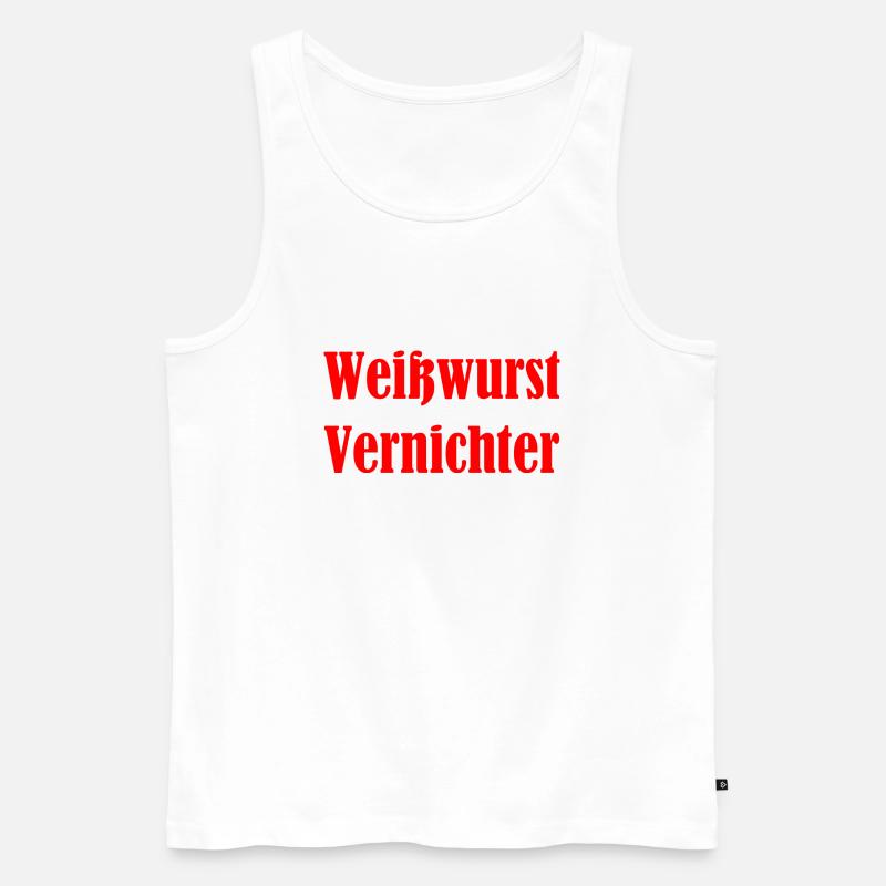 Weisswurst Vernichter - rot - Männer Premium Bio Tank Top - Weiß