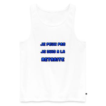 RETRAITE. RETRAITE. RETRAITEE. RETRAITE - Débardeur bio Premium Homme - blanc - Devant - AI Model Male 178 light (178cm)