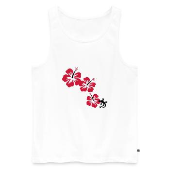 HIBISCUS with GECKO - Men's Premium Organic Tank Top - white - Front - AI Model Male 178 light (178cm)