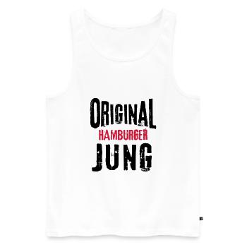 Hamburger Jung Hamburg Geschenk Mann Mundart - Männer Premium Bio Tank Top - Weiß - Vorne - AI Model Male 178 light (178cm)