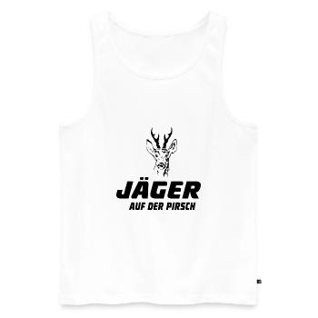 Jäger - Jagd - Jagen - Rehbock - Männer Premium Bio Tank Top - Weiß - Vorne - Michal (187cm)
