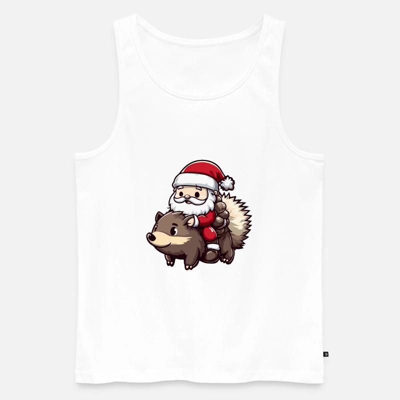 Igel Weihnachtsmann - Männer Premium Bio Tank Top - Weiß